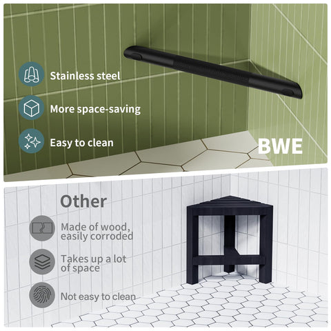BWE stainless steel shower foot rest with anti-slip grip boosts safety in wet bathrooms.