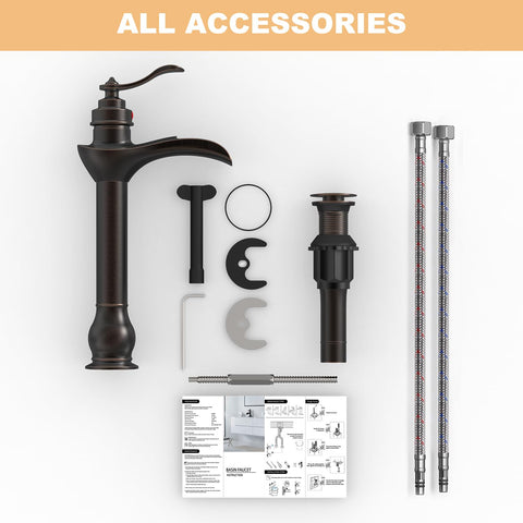 BWE vessel faucet with all tools and parts for quick DIY install