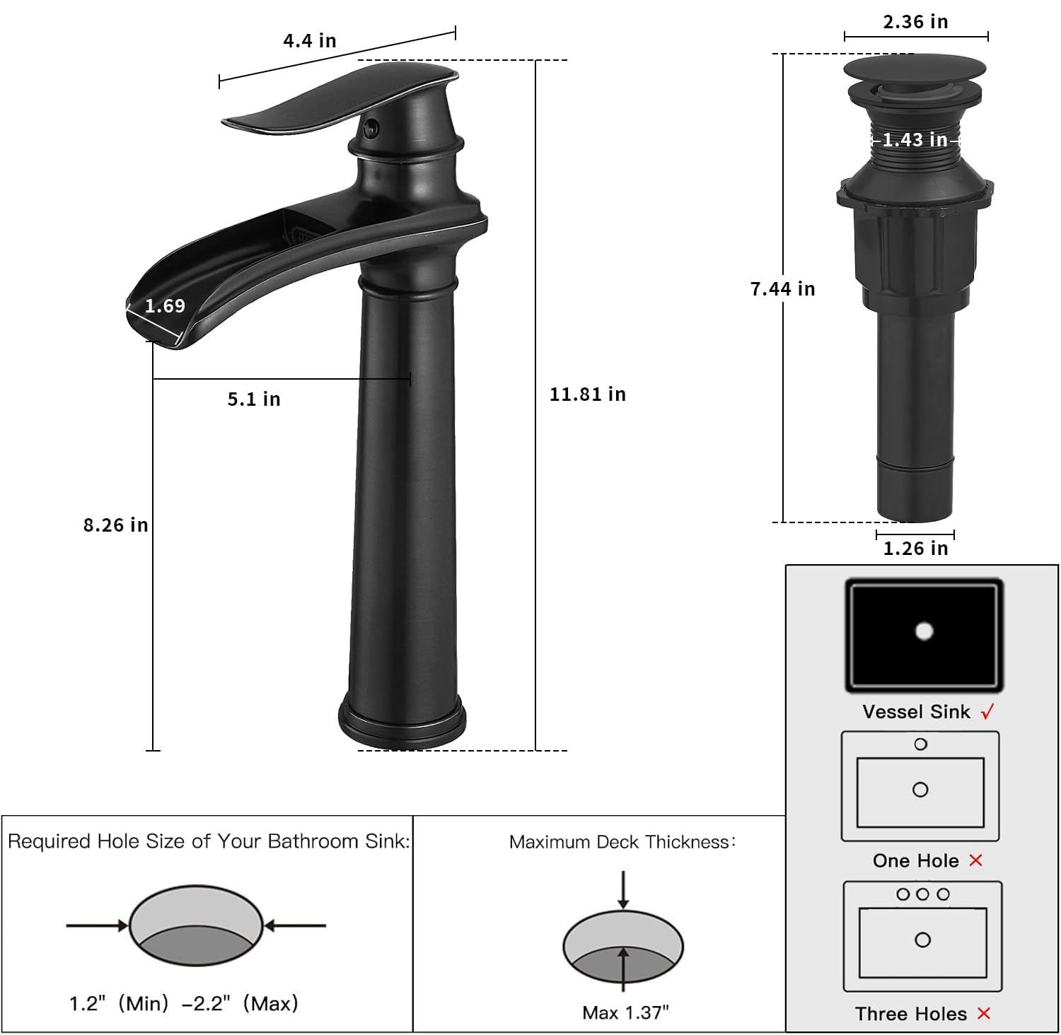 BWE Vessel Sink Faucet waterfall outlet delivers calm, modern flow