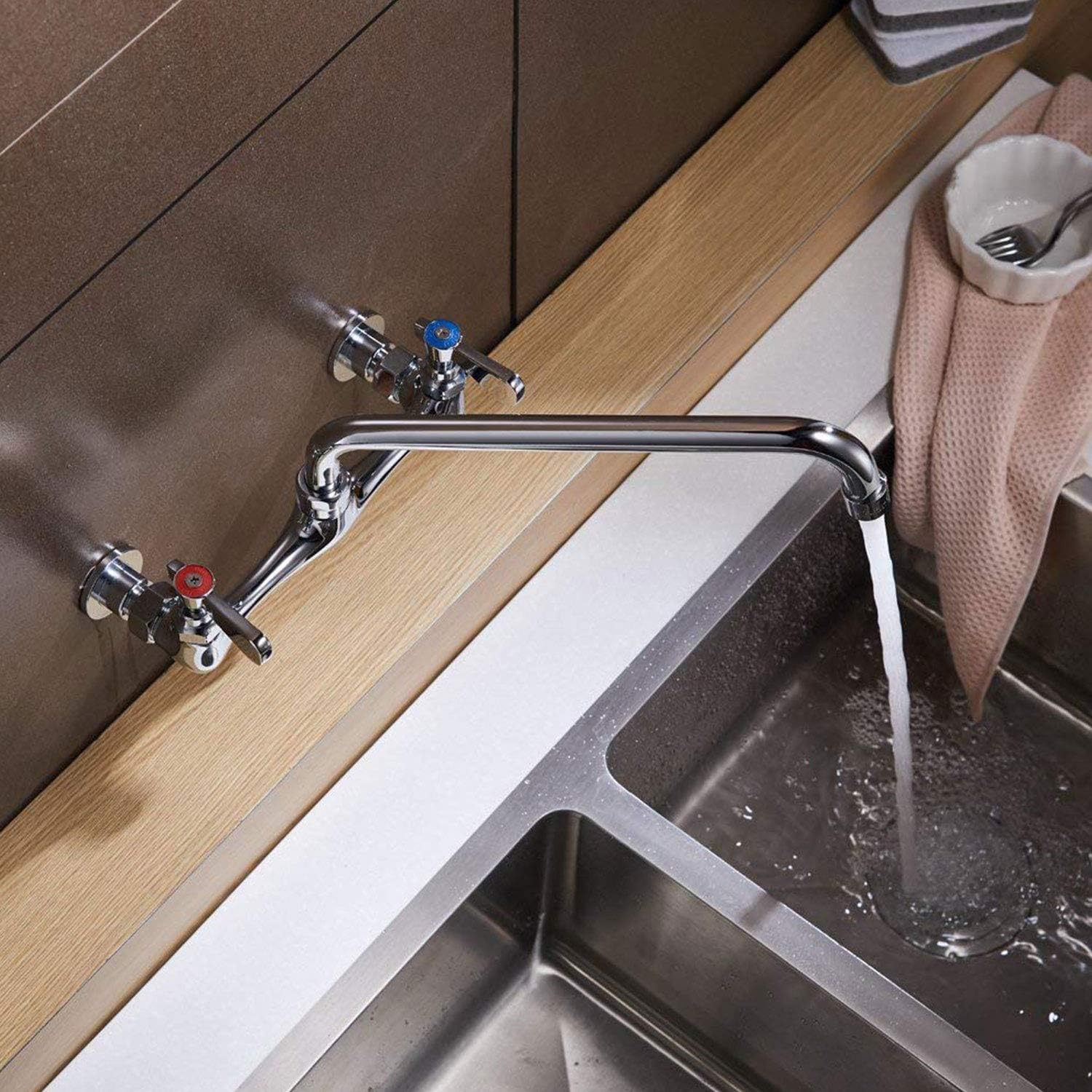BWE wall-mount utility faucet suitable for kitchens, laundry rooms, and prep areas.