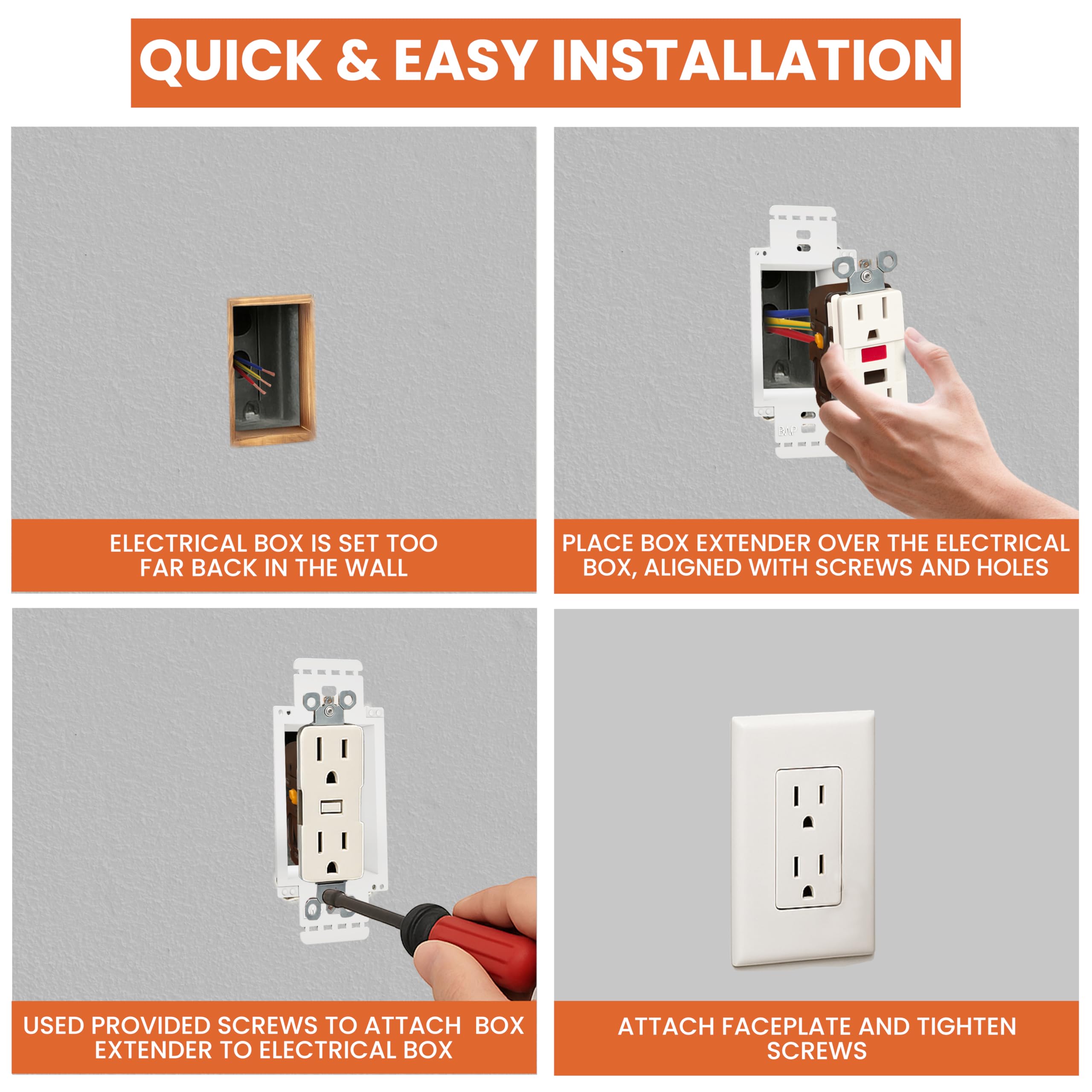 BWP box extender with wide compatibility fits any electrical box for stable installations