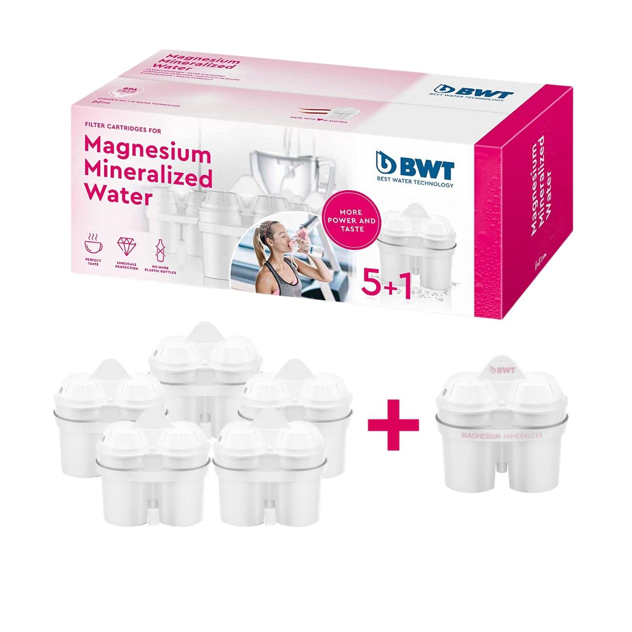 BWT magnesium mineralized water filter, side view with cartridges visible