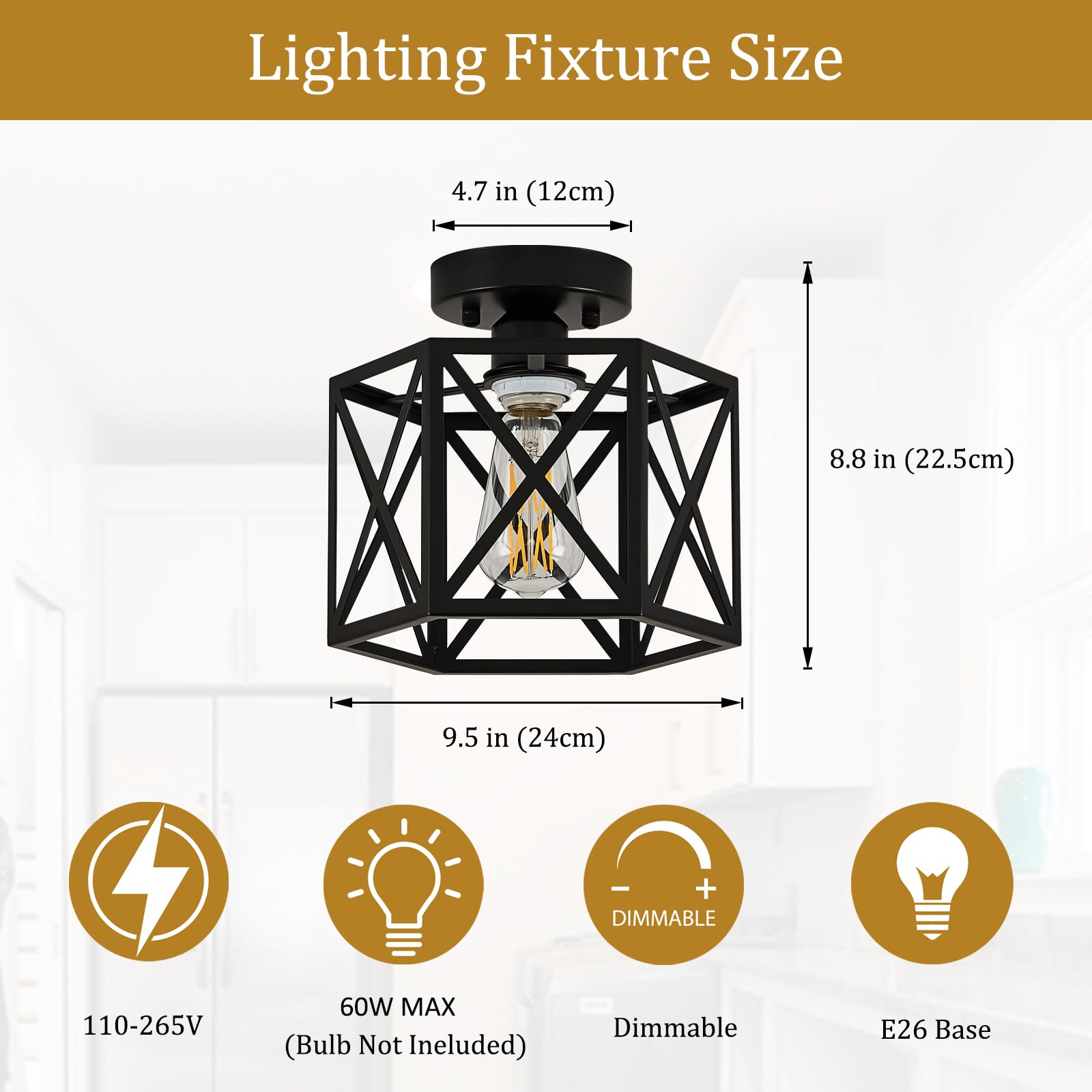 Bwxcie hexagonal metal skeleton ceiling fixture casts decorative ceiling patterns