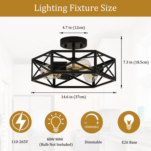 Bwxcie industrial ceiling fixture suits dining spaces with durable metal design.