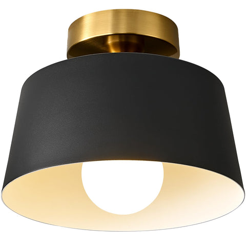 Bwxcie 10-inch semi flush mount for entryways with modern black exterior and white interior