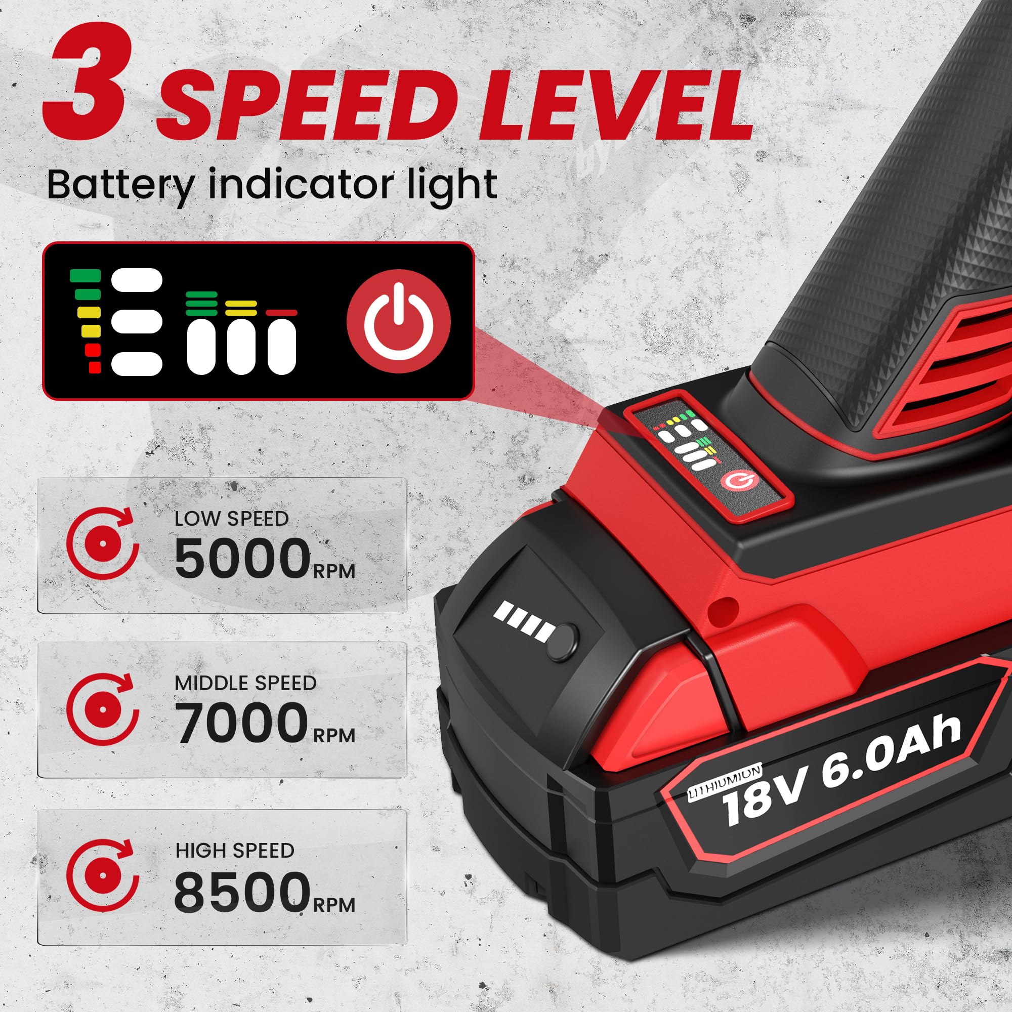 Byczone angle grinder featuring 3-speed control for precise material processing.