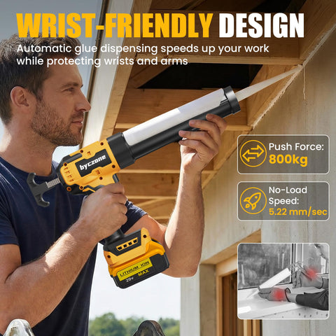 byczone caulk gun demonstrates 6 speed control for different viscosities