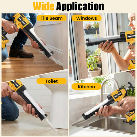 byczone caulk gun kit includes remover tool, pads, and nozzles