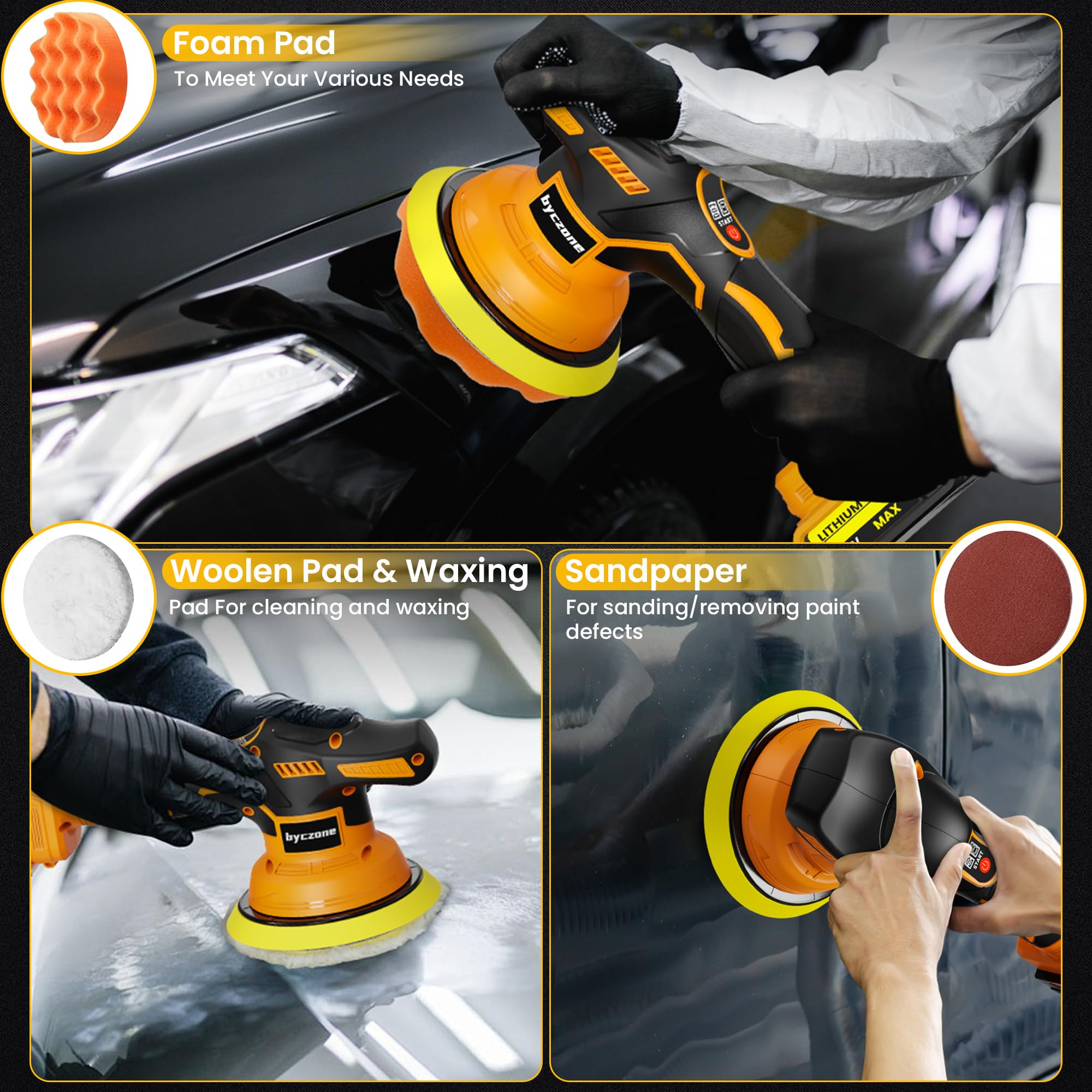 Byczone buffer polisher kit stored in carry bag for quick setup