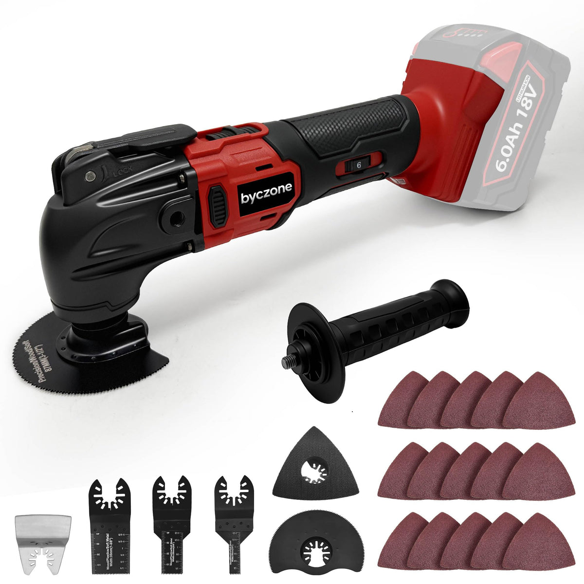 byczone cordless oscillating multitool with Milwaukee 18V compatibility for flexible power use