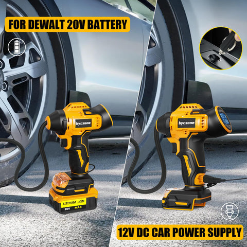 Byczone inflator includes LED emergency light for night inflations