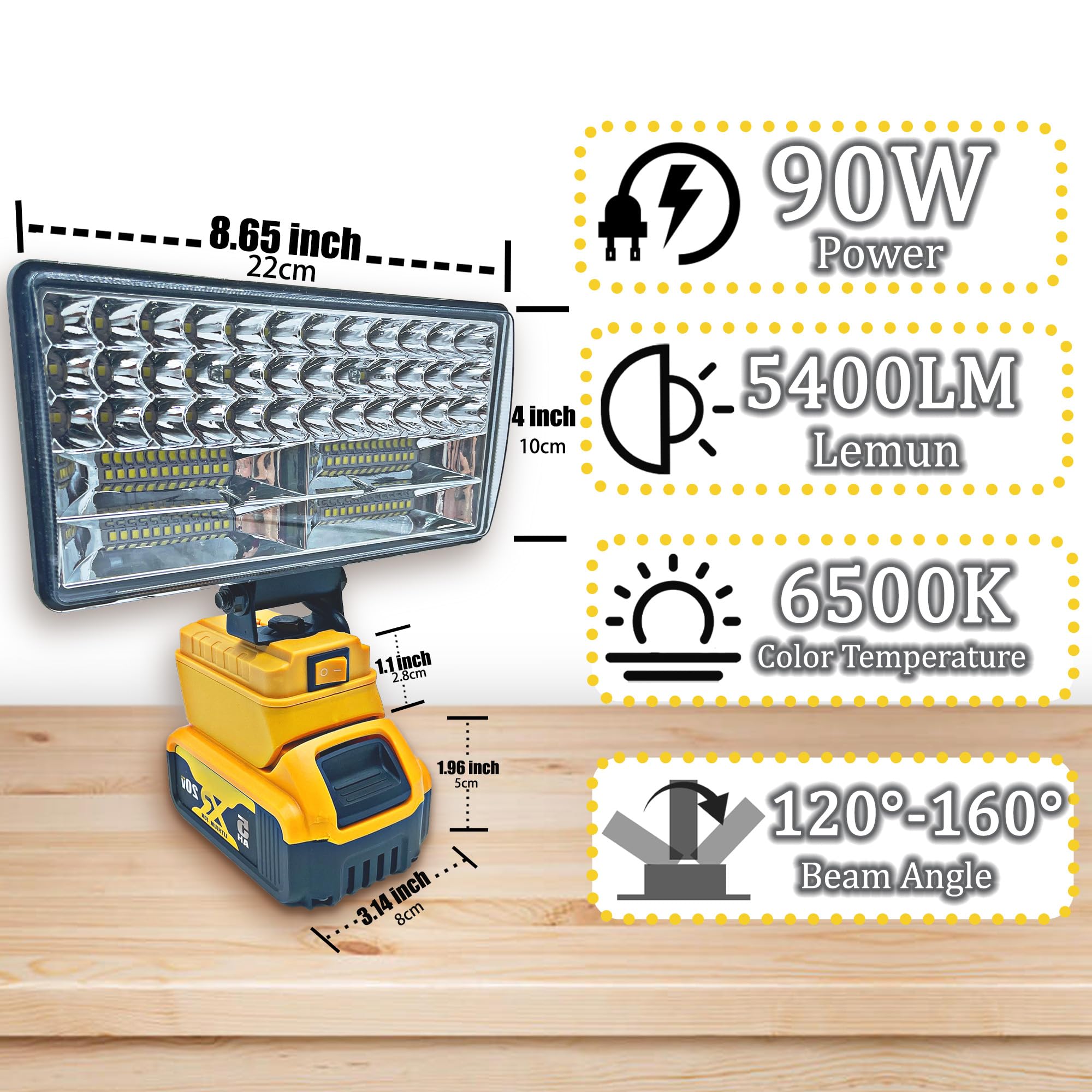Byczone light with two USB ports for charging devices on the job.