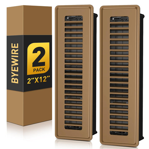 BYEWIRE 2x12 floor register in brown fits standard openings and blends with décor.