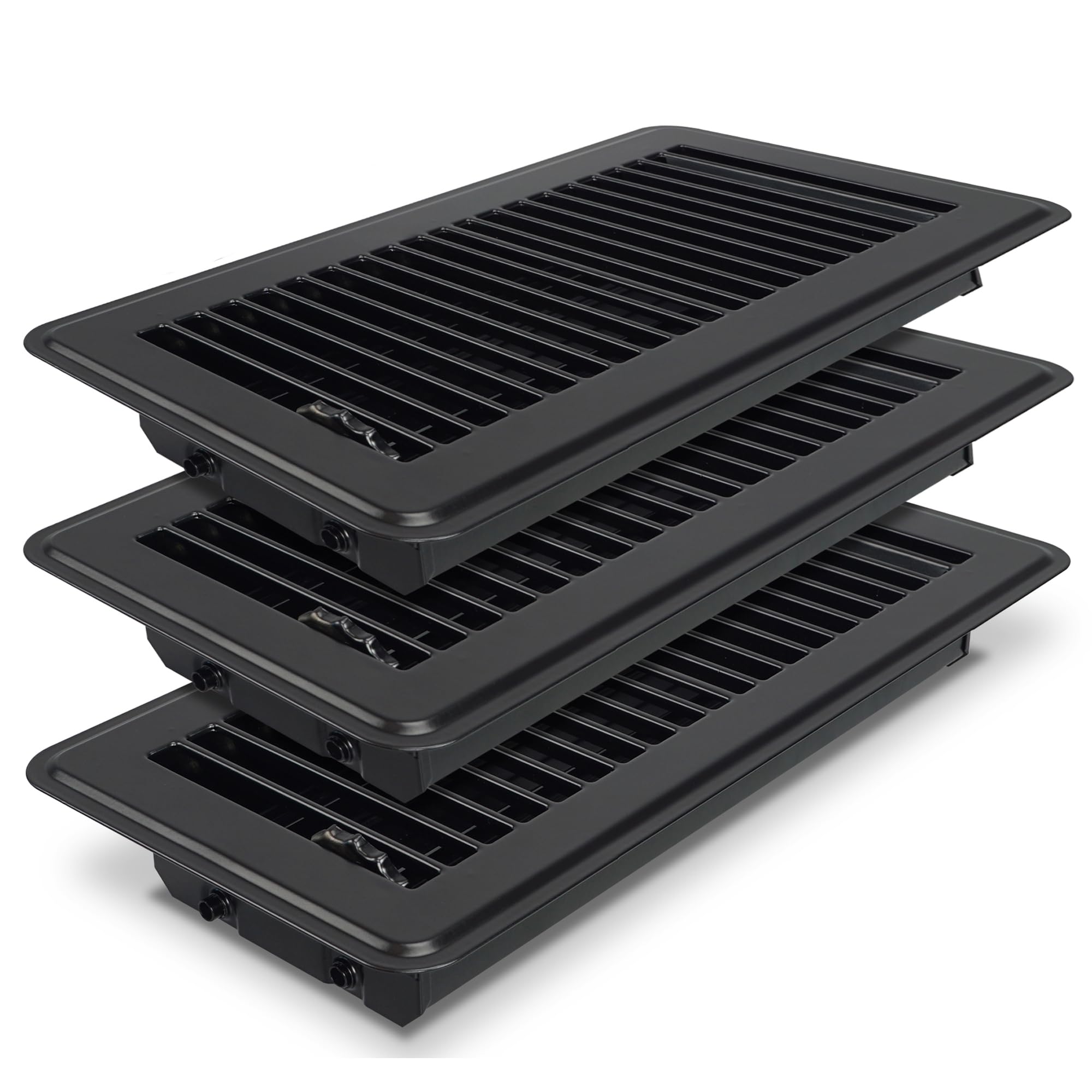 BYEWIRE 4x10 floor register in black steel, durable walkable vent for busy spaces