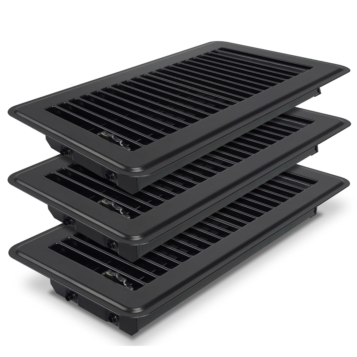 BYEWIRE 4x10 floor register in black steel, durable walkable vent for busy spaces