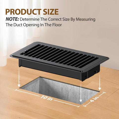 BYEWIRE 4x10 floor-register damper closeup demonstrates easy adjustable airflow control.