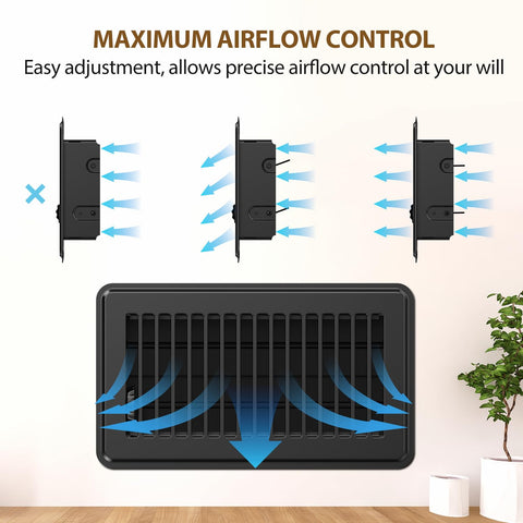 BYEWIRE 4x10 floor-register side view highlights robust construction for quiet airflow.
