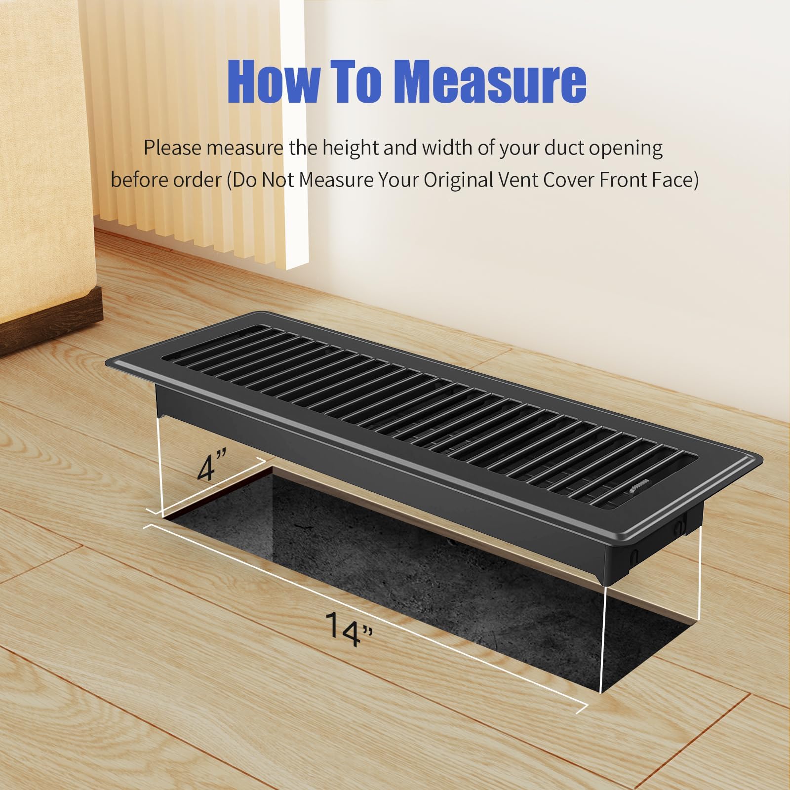 BYEWIRE 4x14 floor register damper detail, quiet adjustment