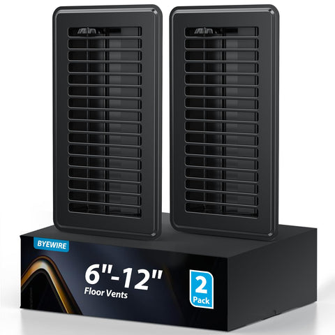 BYEWIRE 6x12 floor register side view highlighting durable steel construction for long-lasting use.
