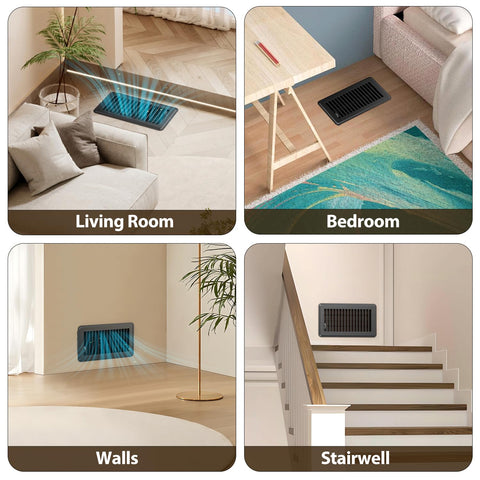 BYEWIRE black floor vent cover closeup displays rust-resistant finish and minimalist style.