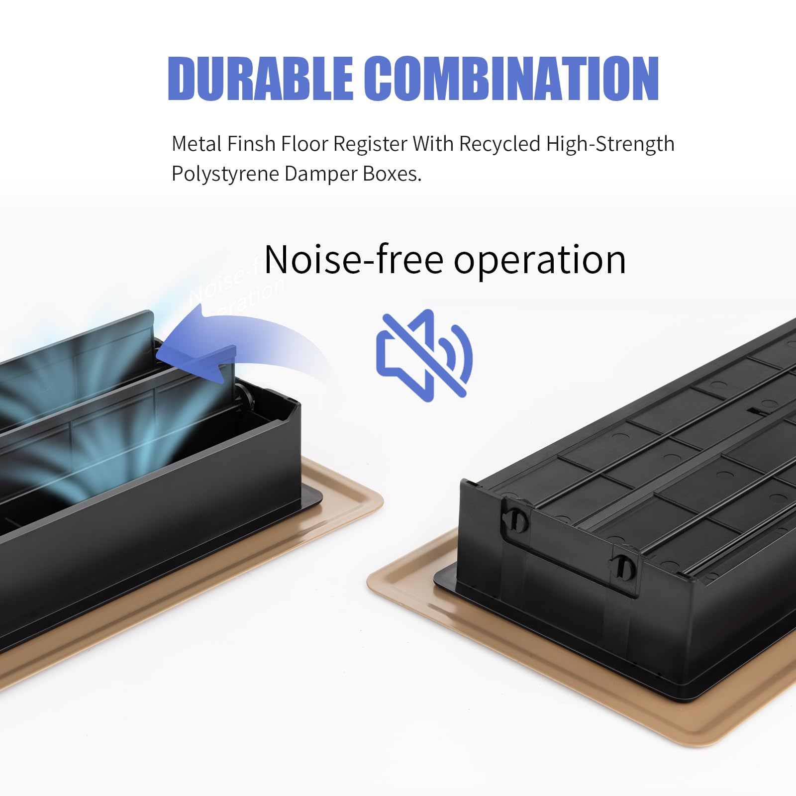 BYEWIRE Damper System Floor Register provides quiet, adjustable airflow control.