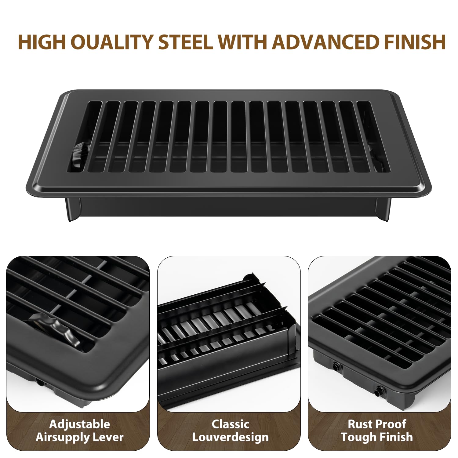 BYEWIRE easy install floor vent shown with no tools required.