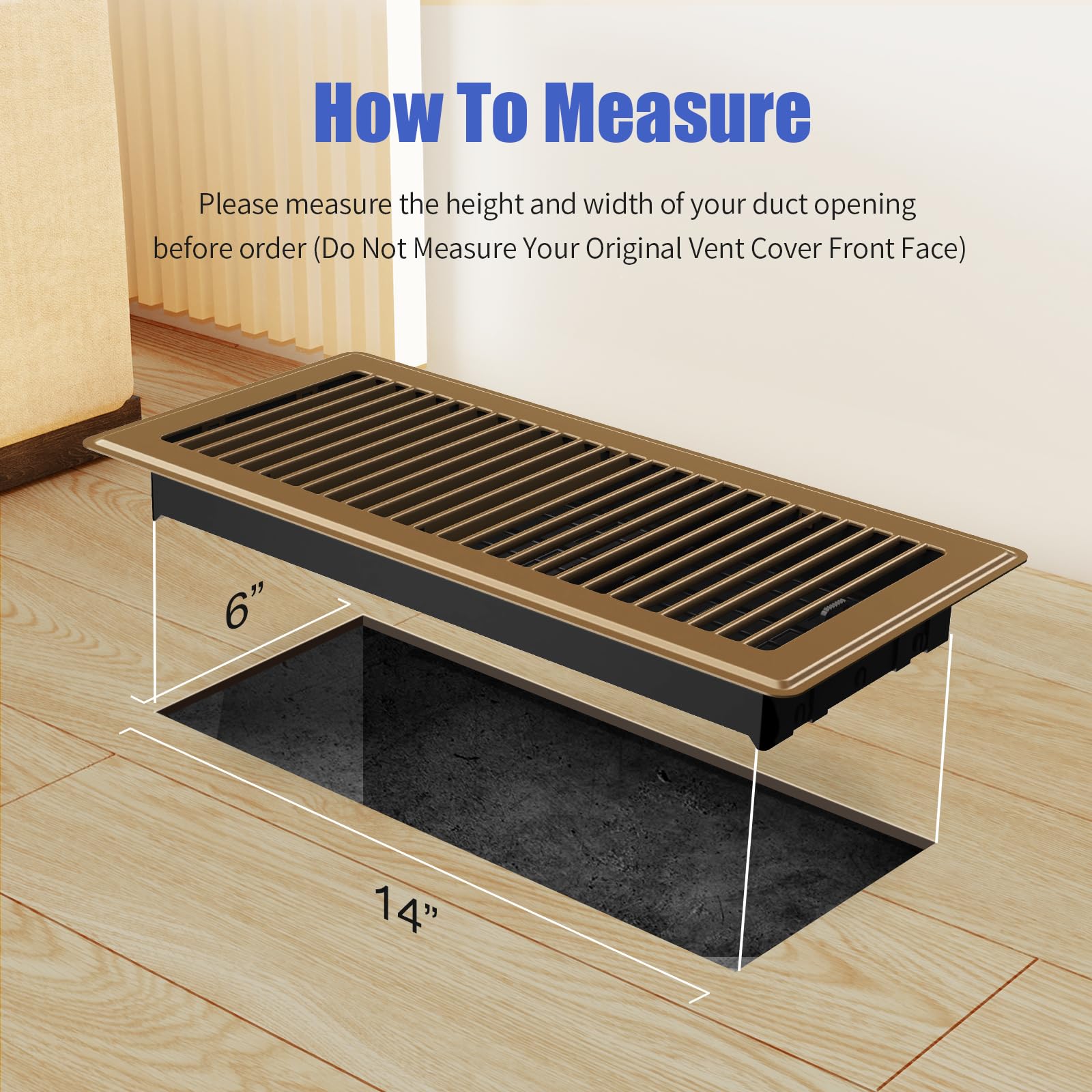 BYEWIRE Floor Register 14x6 brown supports versatile layout and balanced airflow.