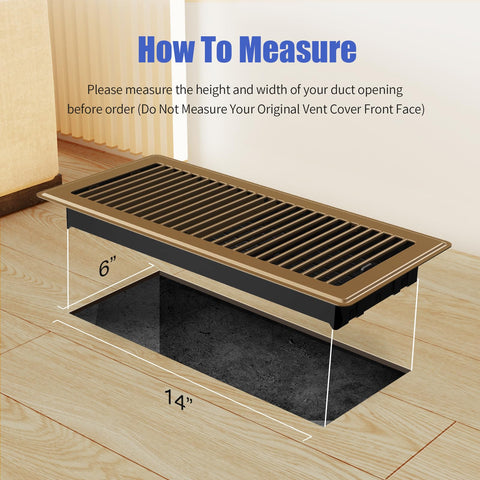 BYEWIRE Floor Register 14x6 brown supports versatile layout and balanced airflow.
