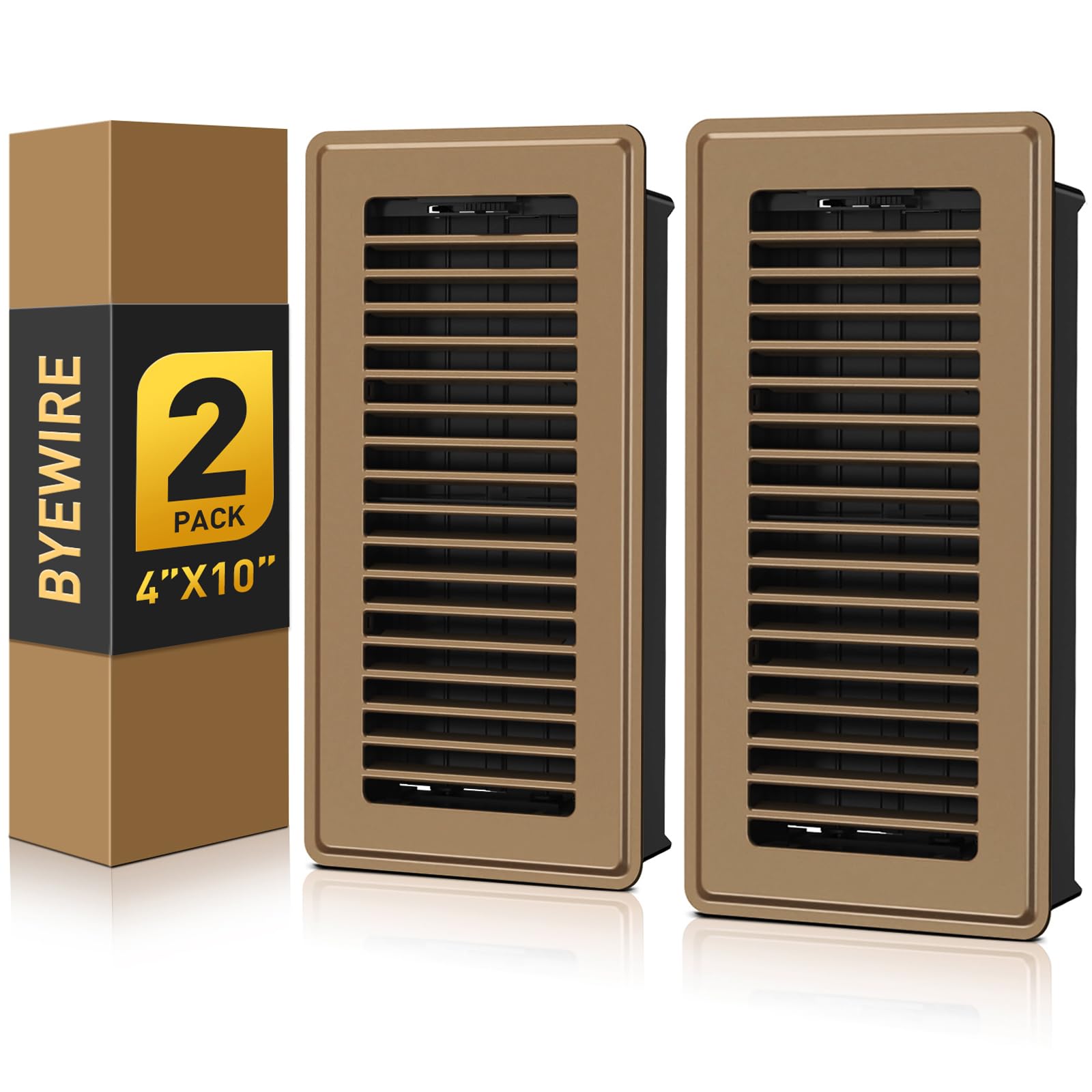 BYEWIRE floor register 4x10 brown cover enables durable airflow control in any room.