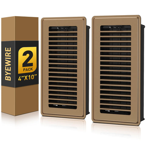 BYEWIRE floor register 4x10 brown cover enables durable airflow control in any room.