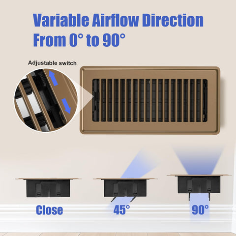 BYEWIRE 4x10 adjustable vent cover with damper reduces noise and rattling.