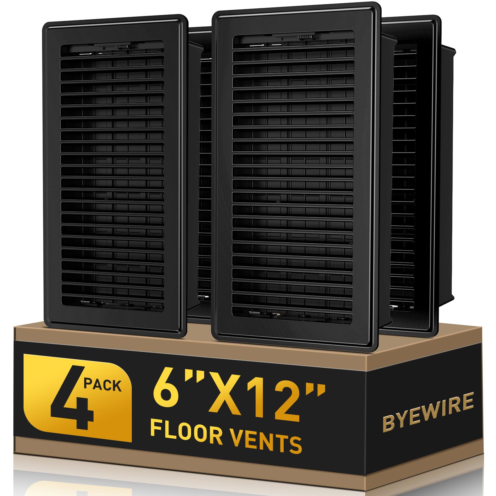 BYEWIRE 6x12 floor register with walkable steel for busy floors.