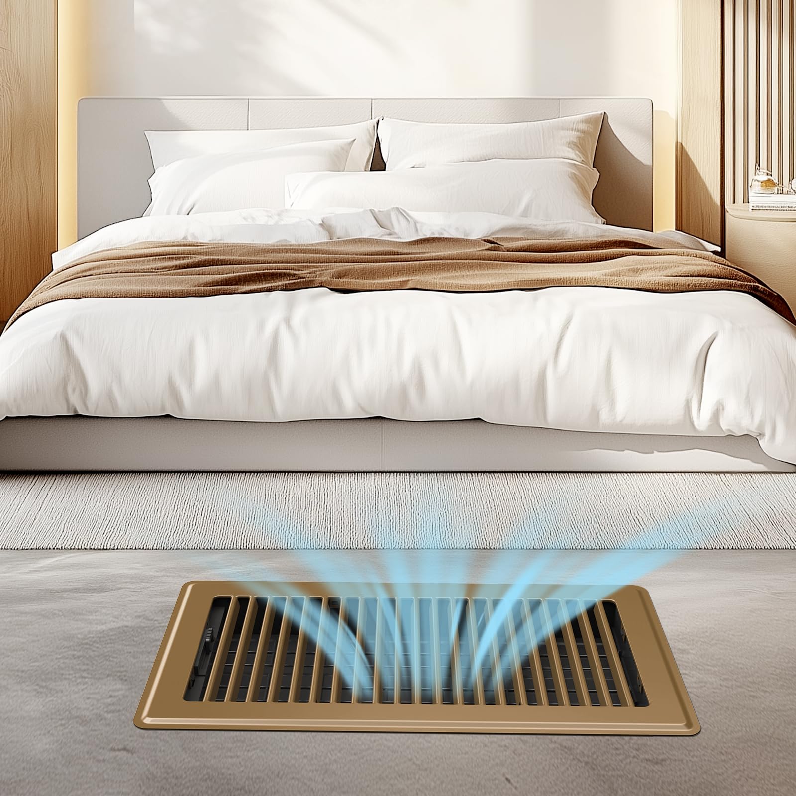 Brown BYEWIRE floor register demonstrating floor, wall, or ceiling application.