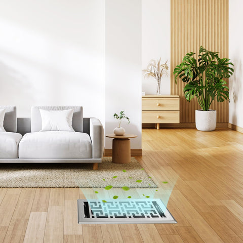 BYEWIRE floor register decorative vent cover complements room decor.