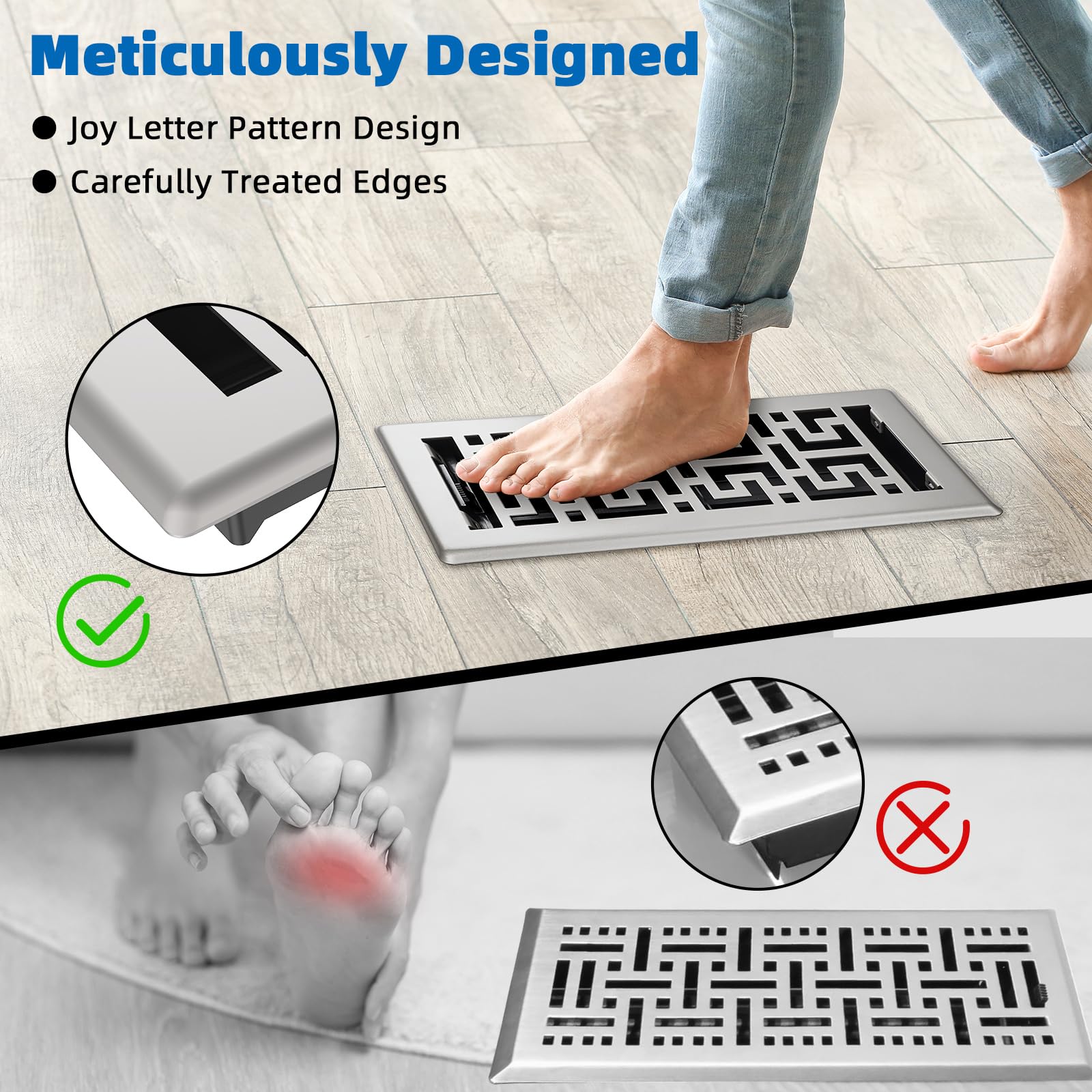 BYEWIRE floor register in-floor installation view illustrates tool-free setup.