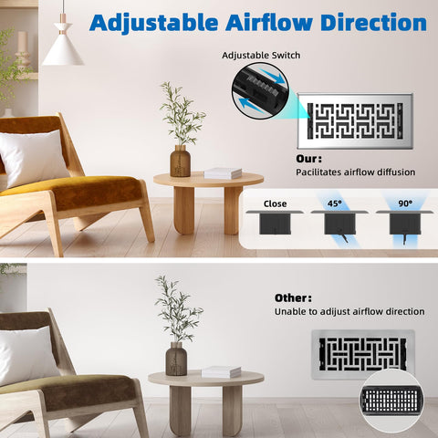 BYEWIRE floor register tool-free installation highlights effortless vent upgrading.