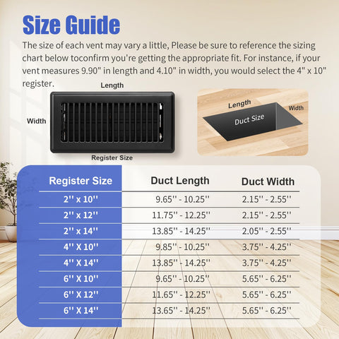 BYEWIRE universal 6x12 register fits floors, walls, or ceilings.