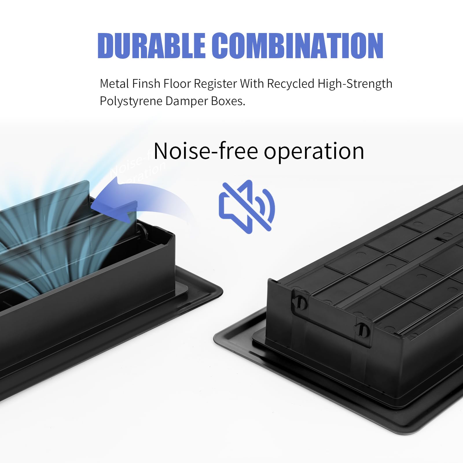 BYEWIRE vent cover with adjustable damper for quiet airflow management