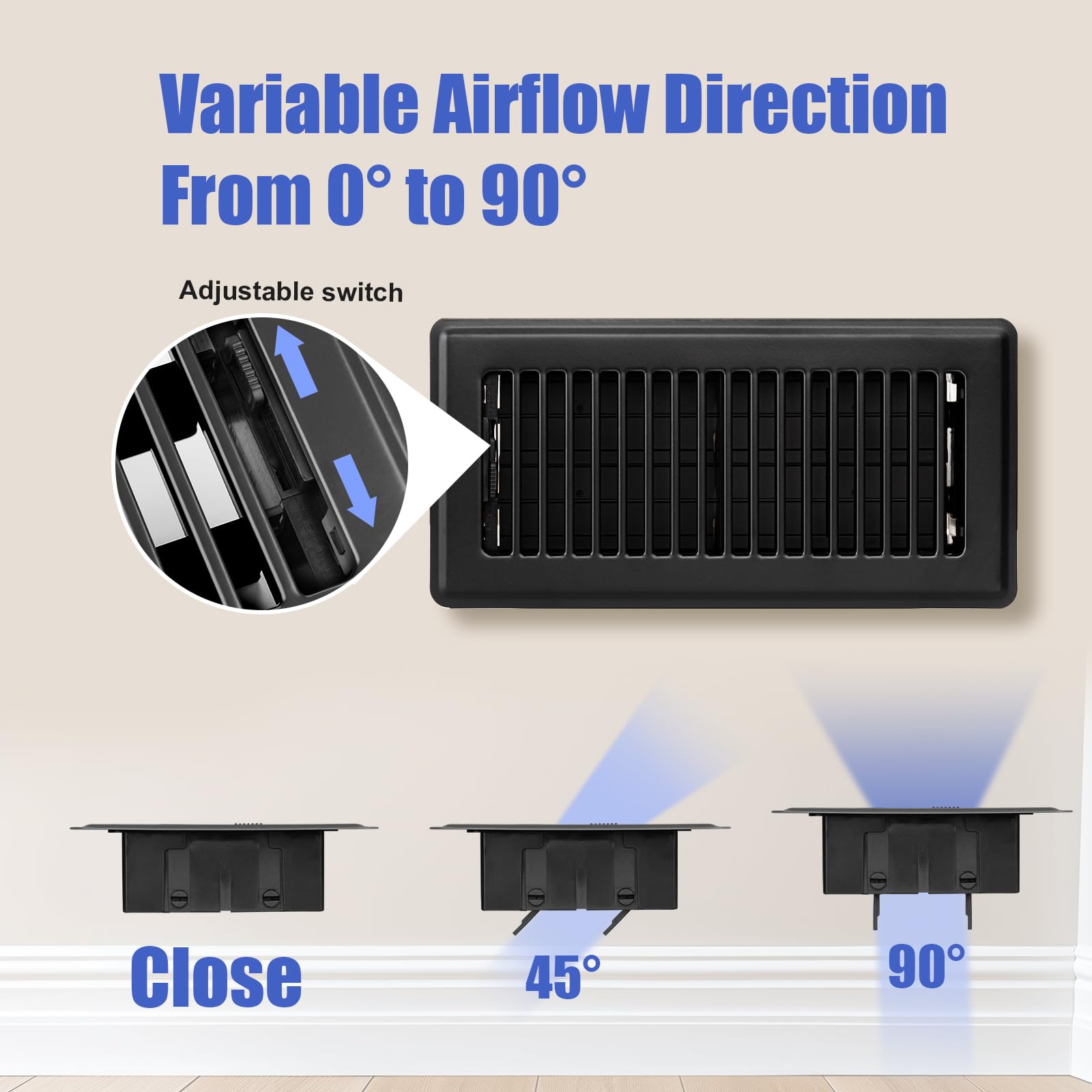 BYEWIRE drop-in floor vent cover installation without tools demonstrated