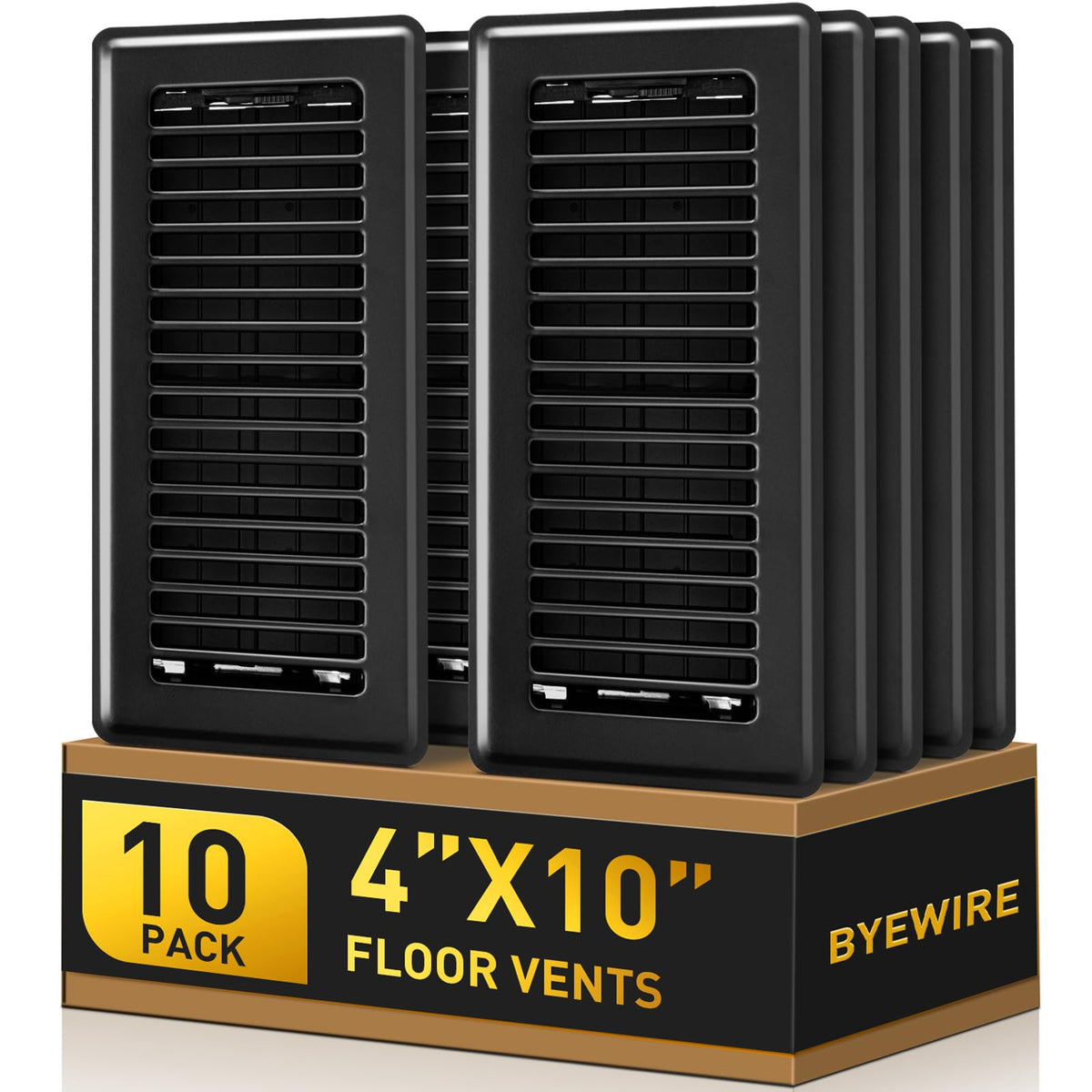 BYEWIRE floor vent cover in black steel for durable airflow control