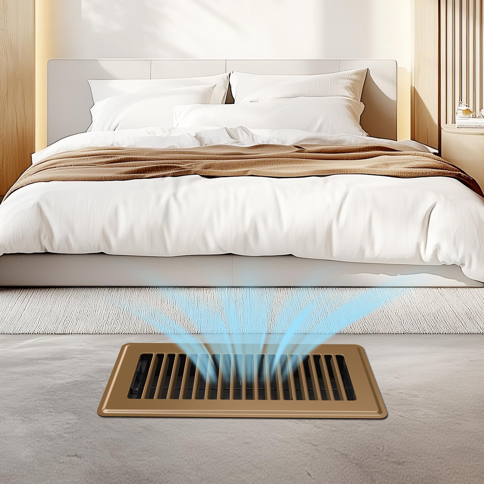 BYEWIRE floor vent placement suitable for floor, wall, or ceiling.