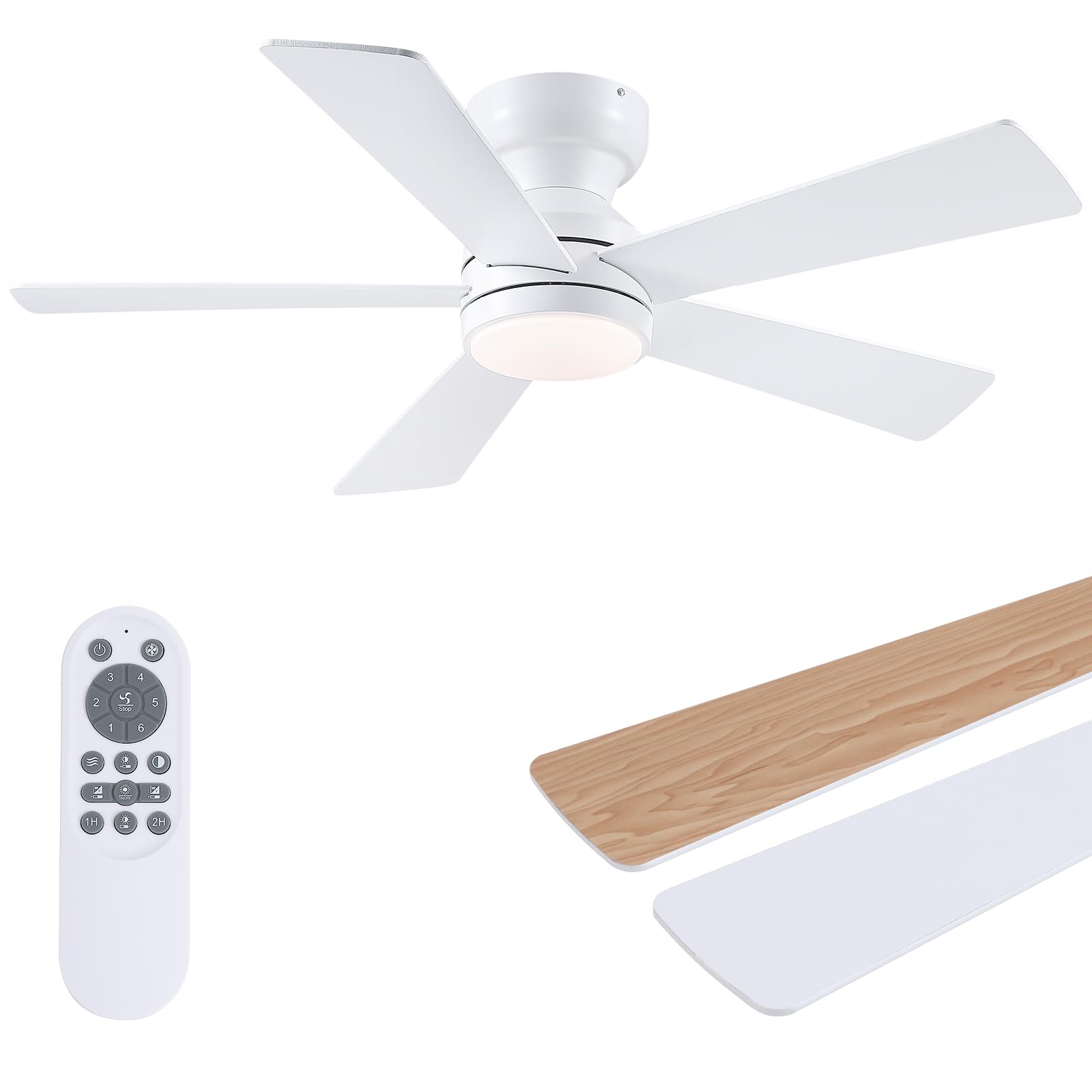 BYKISTOK 46-inch ceiling fan light flush mount for a clean bedroom look