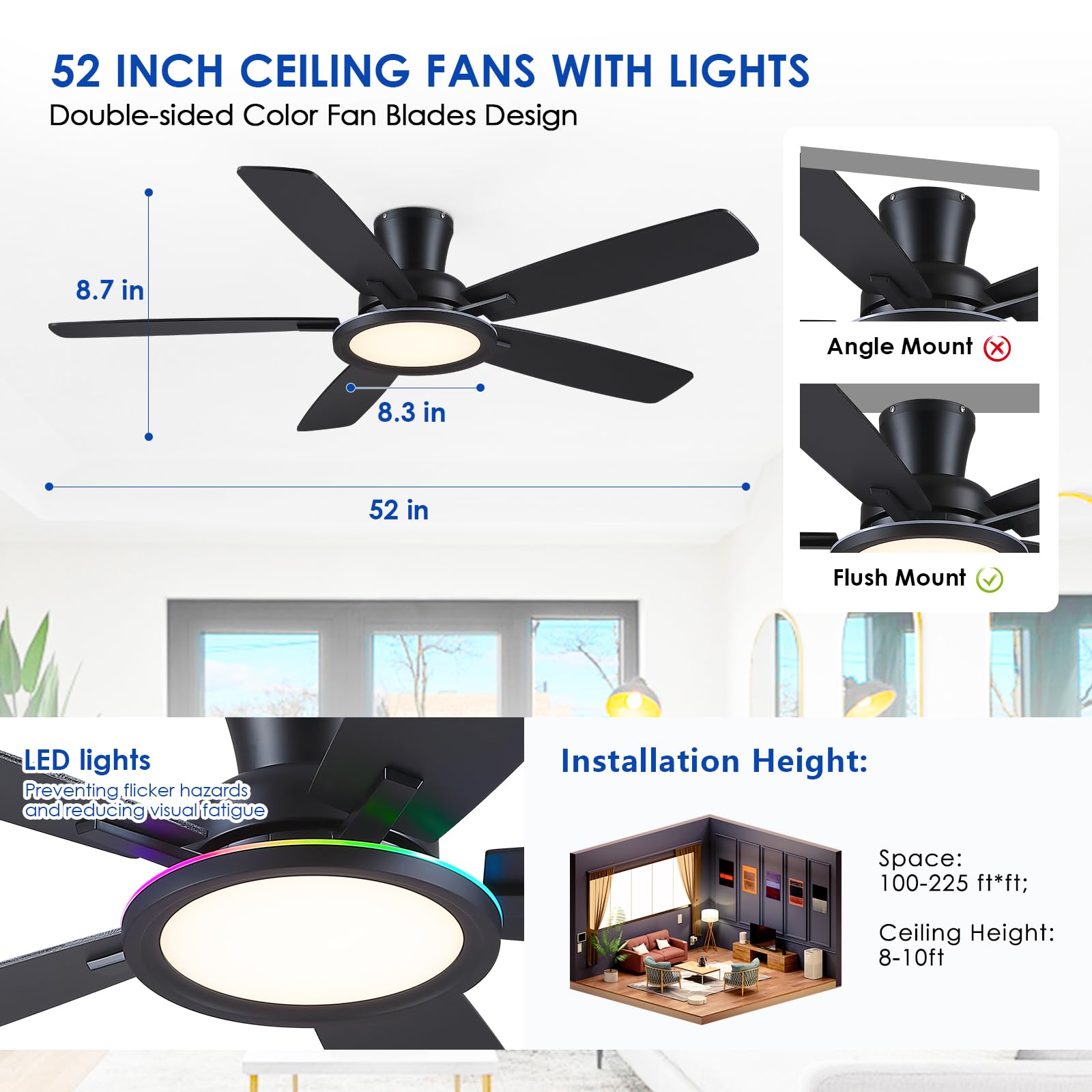 BYKISTOK 3-CCT dimmable LED lighting for mood and task lighting.