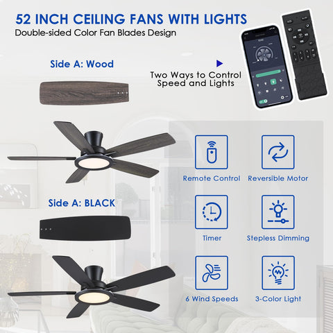 BYKISTOK low-profile ceiling fan design blending into ceilings.