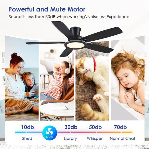 BYKISTOK ceiling fan LED panel displaying color options for ambiance.