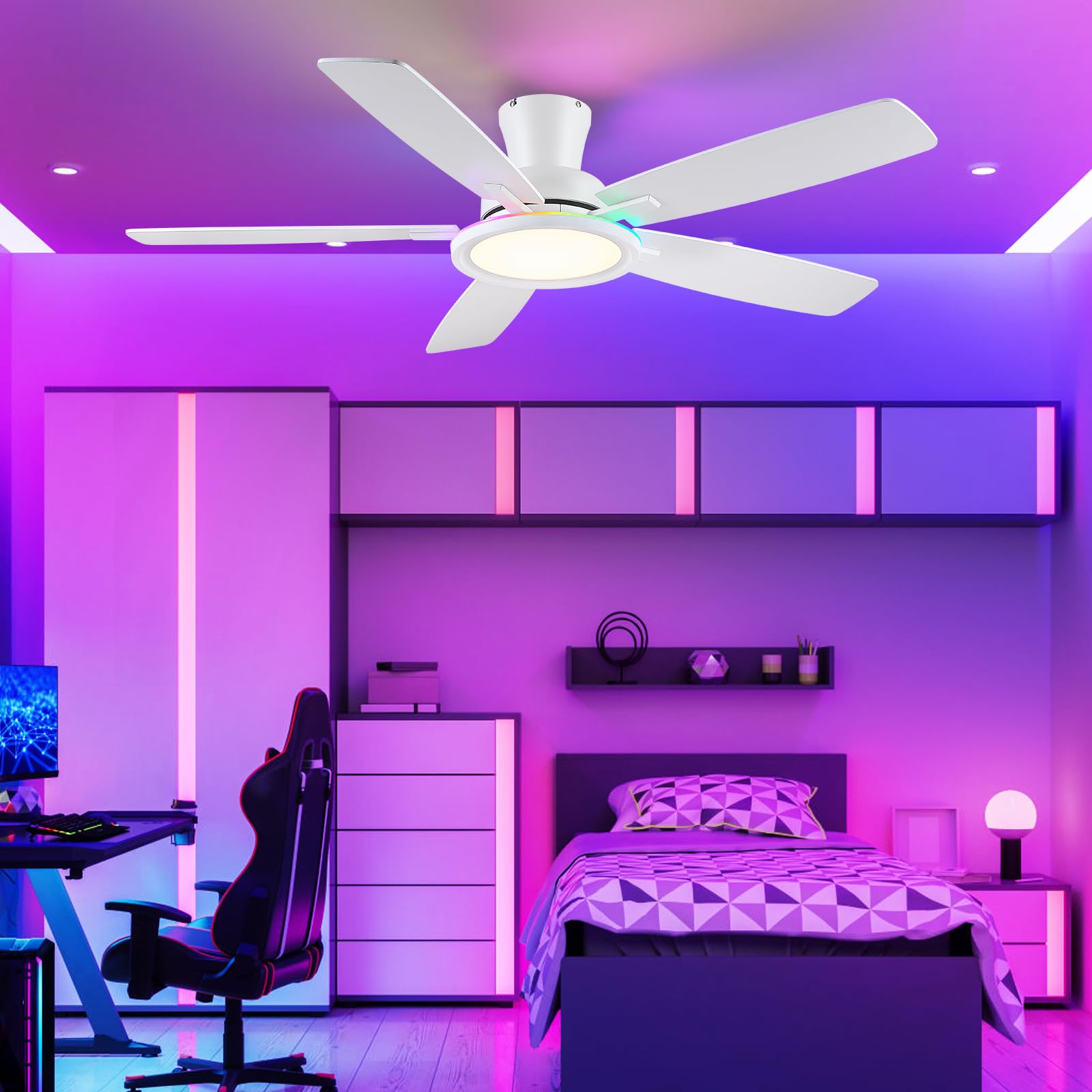 BYKISTOK indoor and covered patio friendly ceiling fan
