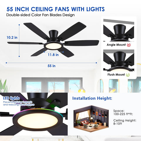 BYKISTOK low-profile ceiling fan ideal for rooms with limited height