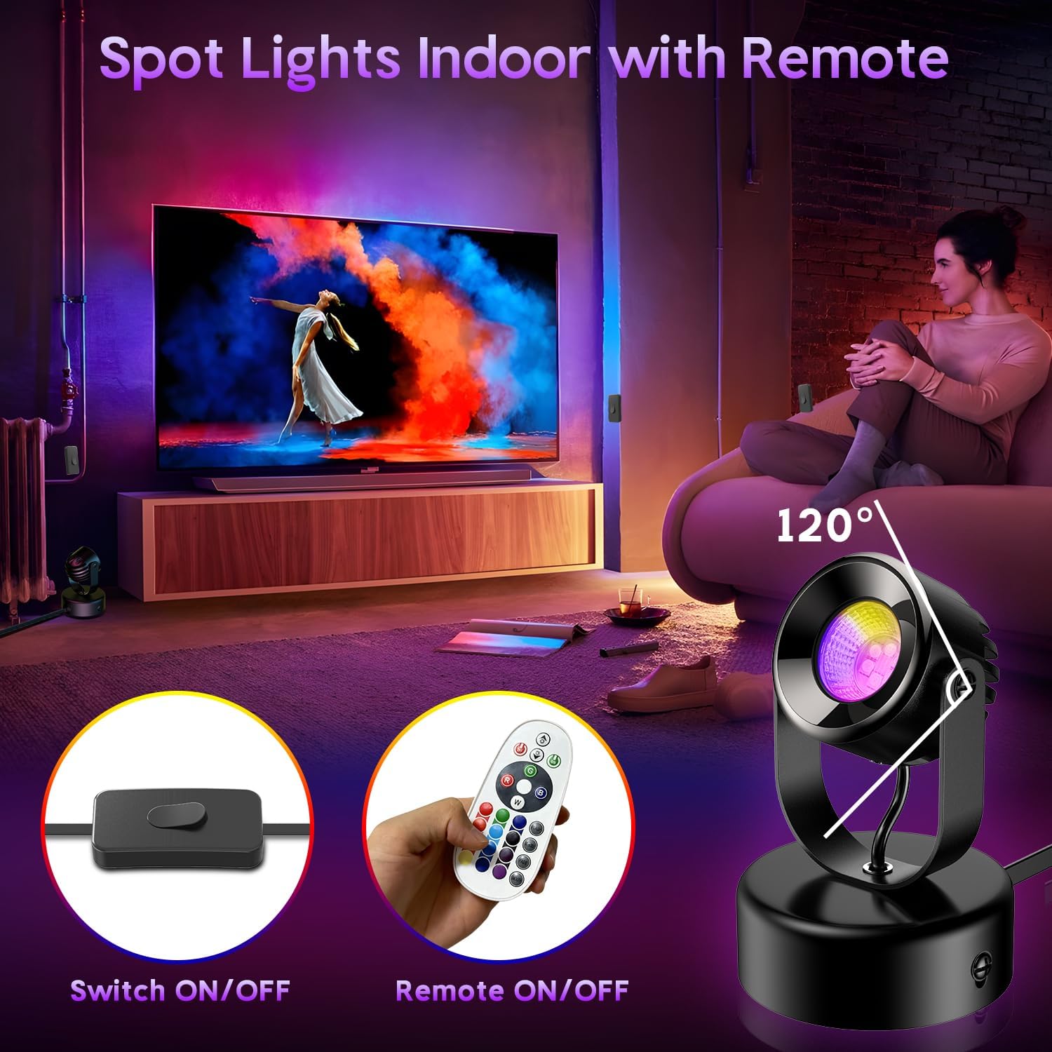 BYQY 7W RGBW spot light party mode enhances celebrations with dynamic colors