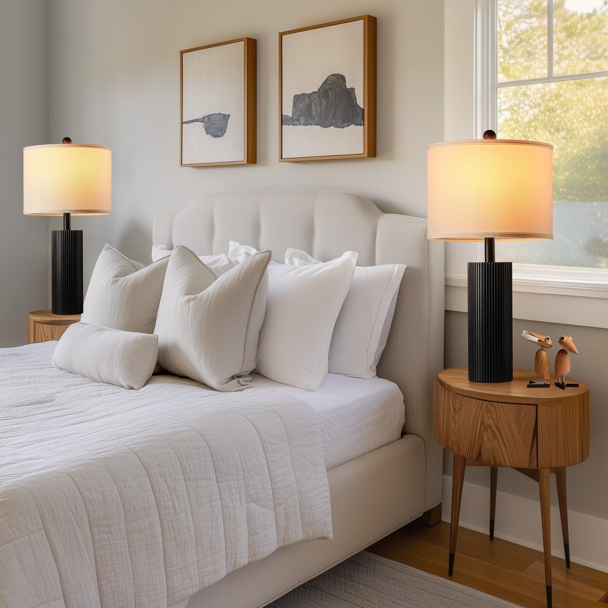 BZZMMB nightstand lamp shown beside a bed for balanced lighting