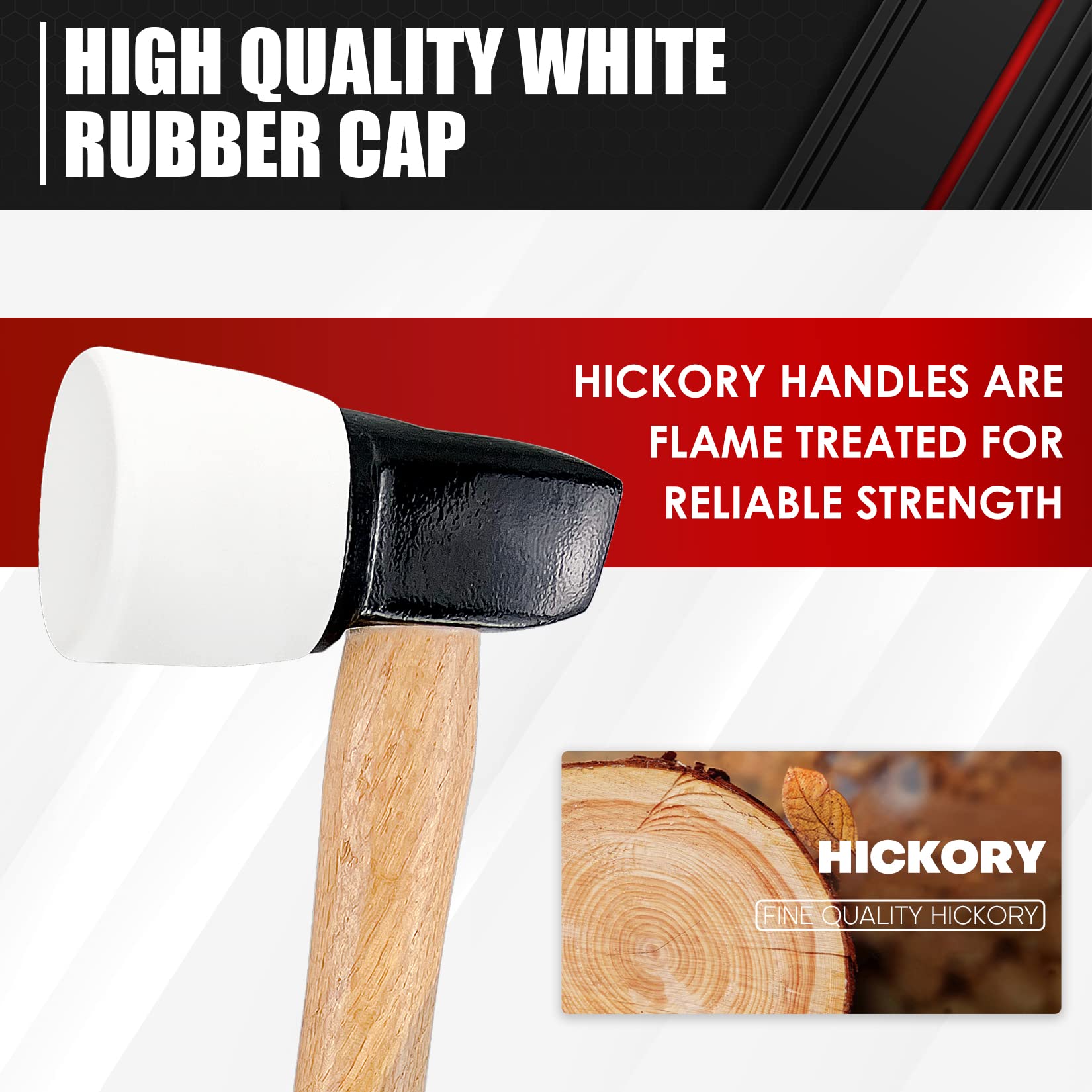 C&amp;T White Rubber Flooring Mallet handle; lightweight fiberglass for reduced fatigue.